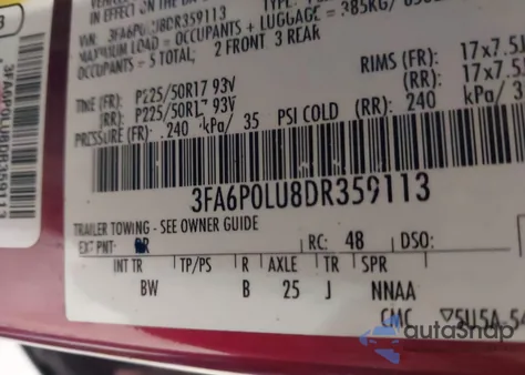 2013 Ford Fusion Hybrid Se из США, поврежденный, VIN 3FA6P0LU8DR359113